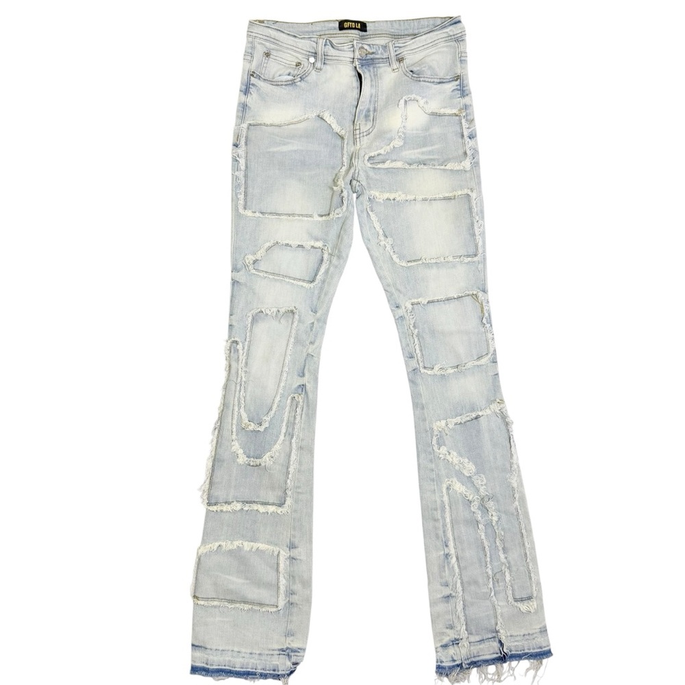 GFTD LA Men’s Frayed Light‎ Wash Denim Distressed Jeans size 30